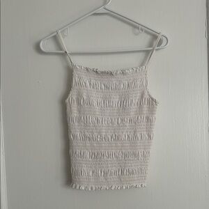 Brandy Melville Cream Smocked Top